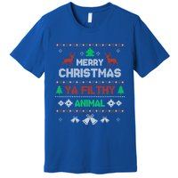 Funny Alone At Home Movies Merry Christmas You Filty Animal Gift Premium T-Shirt