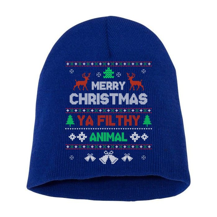 Funny Alone At Home Movies Merry Christmas You Filty Animal Gift Short Acrylic Beanie