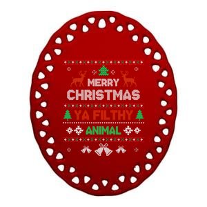 Funny Alone At Home Movies Merry Christmas You Filty Animal Gift Ceramic Oval Ornament