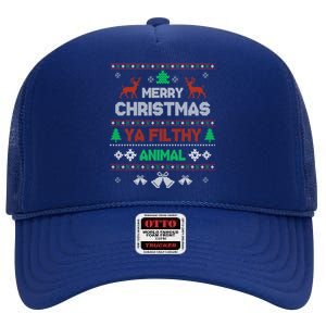 Funny Alone At Home Movies Merry Christmas You Filty Animal Gift High Crown Mesh Back Trucker Hat