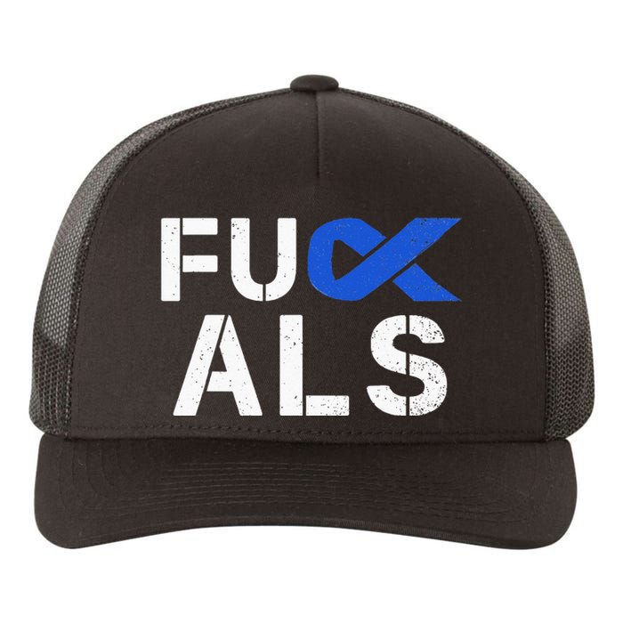 Fuck ALS Awareness Month Blue Ribbon Support Squad Fighter Yupoong Adult 5-Panel Trucker Hat