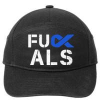 Fuck ALS Awareness Month Blue Ribbon Support Squad Fighter 7-Panel Snapback Hat