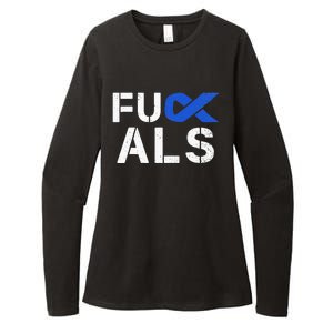 Fuck ALS Awareness Month Blue Ribbon Support Squad Fighter Womens CVC Long Sleeve Shirt