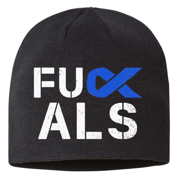 Fuck ALS Awareness Month Blue Ribbon Support Squad Fighter Sustainable Beanie