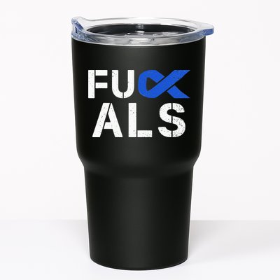 Fuck ALS Awareness Month Blue Ribbon Support Squad Fighter Tumbler