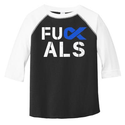 Fuck ALS Awareness Month Blue Ribbon Support Squad Fighter Toddler Fine Jersey T-Shirt