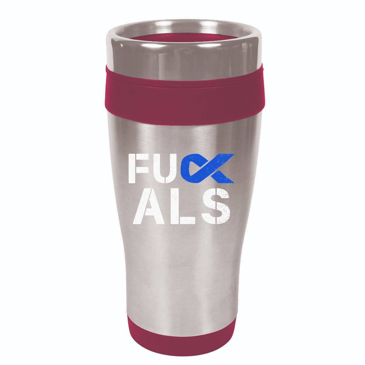 Fuck ALS Awareness Month Blue Ribbon Support Squad Fighter 16oz Travel Tumbler