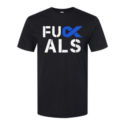 Fuck ALS Awareness Month Blue Ribbon Support Squad Fighter Softstyle® CVC T-Shirt