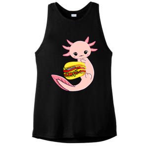 Funny Axolotl And Hamburger For Women Ladies PosiCharge Tri-Blend Wicking Tank