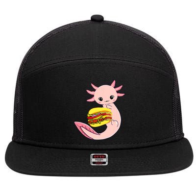 Funny Axolotl And Hamburger For Women 7 Panel Mesh Trucker Snapback Hat