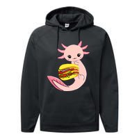 Funny Axolotl And Hamburger For Women Performance Fleece Hoodie