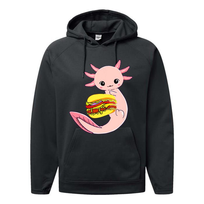 Funny Axolotl And Hamburger For Women Performance Fleece Hoodie