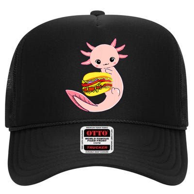 Funny Axolotl And Hamburger For Women High Crown Mesh Back Trucker Hat