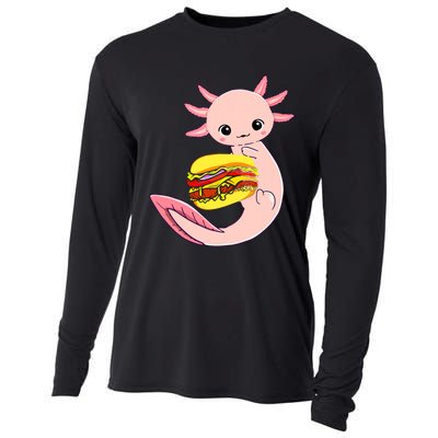 Funny Axolotl And Hamburger For Women Cooling Performance Long Sleeve Crew