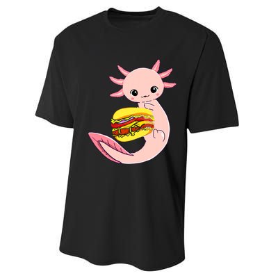 Funny Axolotl And Hamburger For Women Performance Sprint T-Shirt