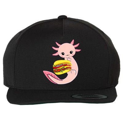 Funny Axolotl And Hamburger For Women Wool Snapback Cap