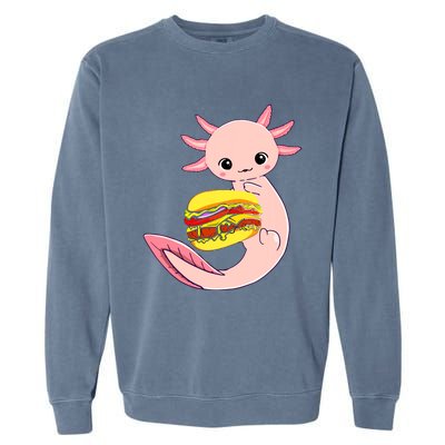 Funny Axolotl And Hamburger For Women Garment-Dyed Sweatshirt