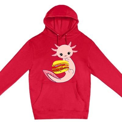 Funny Axolotl And Hamburger For Women Premium Pullover Hoodie