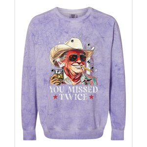 Funny Assassination Attempt Trump 2024 You Missed Twice Colorblast Crewneck Sweatshirt