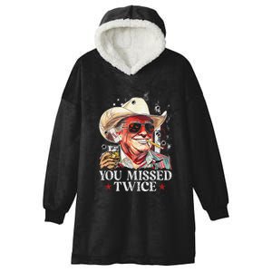 Funny Assassination Attempt Trump 2024 You Missed Twice Hooded Wearable Blanket