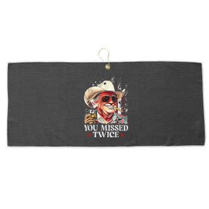 Funny Assassination Attempt Trump 2024 You Missed Twice Large Microfiber Waffle Golf Towel