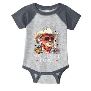 Funny Assassination Attempt Trump 2024 You Missed Twice Infant Baby Jersey Bodysuit