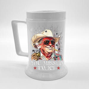 Funny Assassination Attempt Trump 2024 You Missed Twice Beer Stein