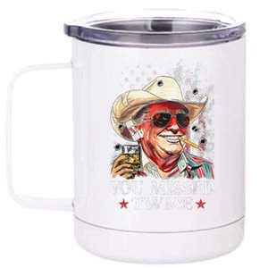 Funny Assassination Attempt Trump 2024 You Missed Twice 12 oz Stainless Steel Tumbler Cup