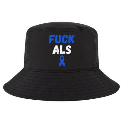 Fuck ALS Awareness Month Blue Ribbon Support Squad Fighter Cool Comfort Performance Bucket Hat