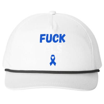 Fuck ALS Awareness Month Blue Ribbon Support Squad Fighter Snapback Five-Panel Rope Hat