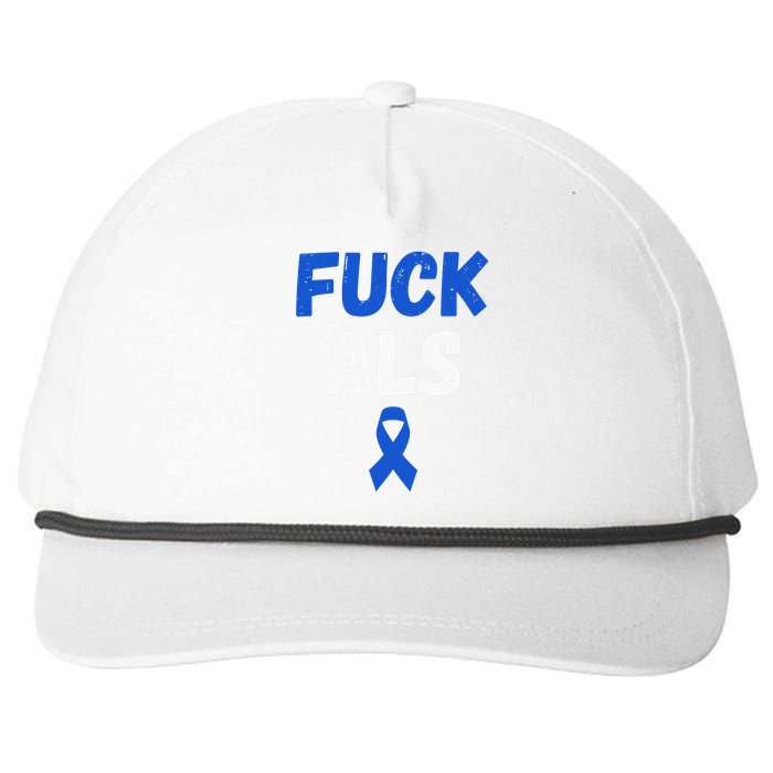 Fuck ALS Awareness Month Blue Ribbon Support Squad Fighter Snapback Five-Panel Rope Hat