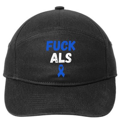 Fuck ALS Awareness Month Blue Ribbon Support Squad Fighter 7-Panel Snapback Hat