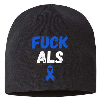 Fuck ALS Awareness Month Blue Ribbon Support Squad Fighter Sustainable Beanie