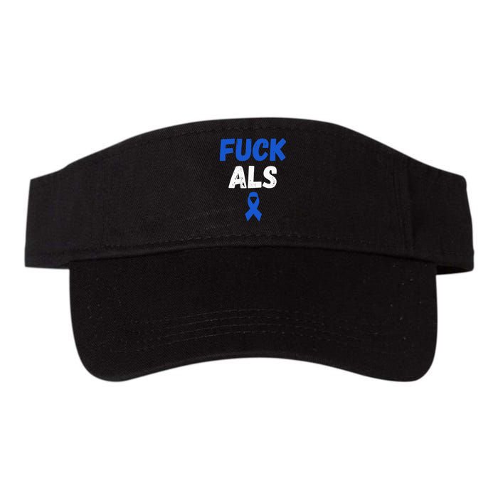 Fuck ALS Awareness Month Blue Ribbon Support Squad Fighter Valucap Bio-Washed Visor