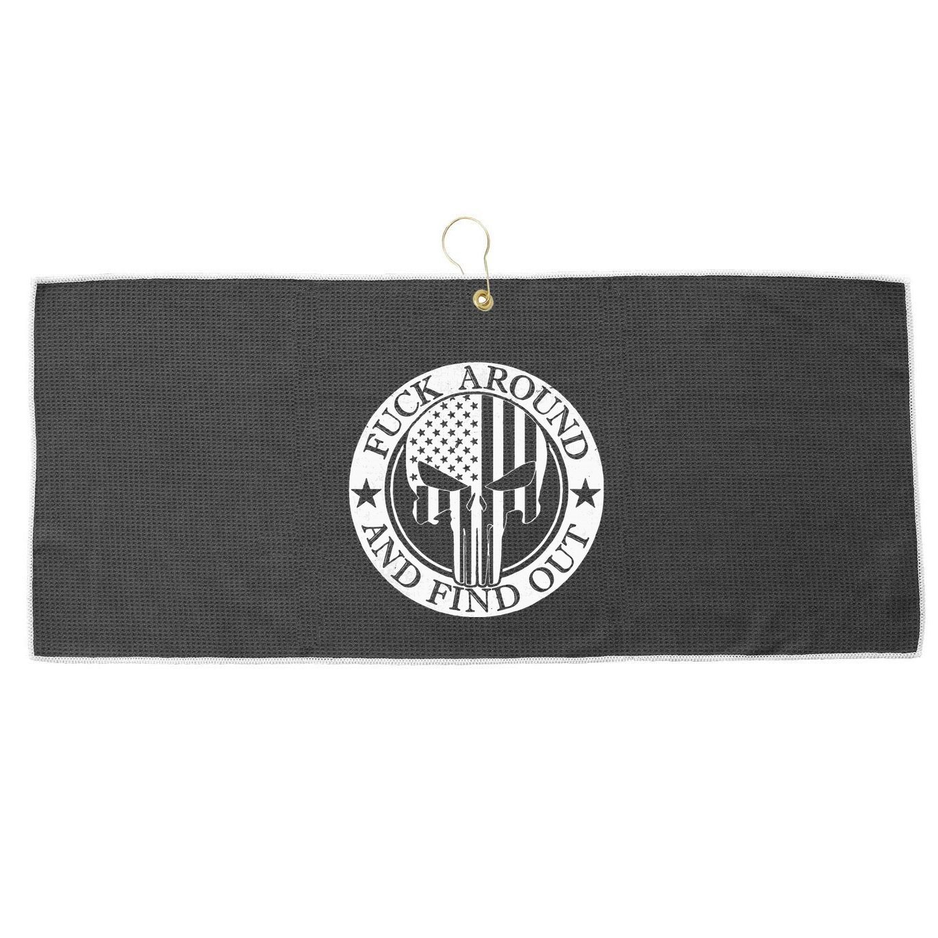 Fuck Around And Find Out Large Microfiber Waffle Golf Towel