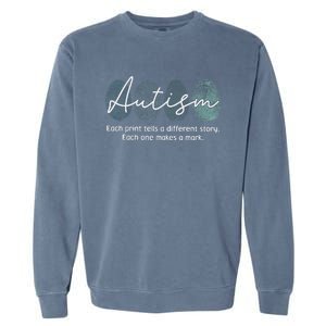 Fingerprint Autism Awareness Retro Neurodiversity Acceptance Garment-Dyed Sweatshirt