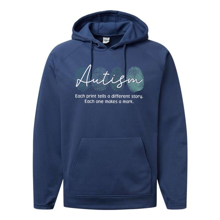 Fingerprint Autism Awareness Retro Neurodiversity Acceptance Performance Fleece Hoodie