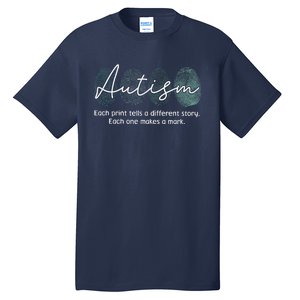 Fingerprint Autism Awareness Retro Neurodiversity Acceptance Tall T-Shirt