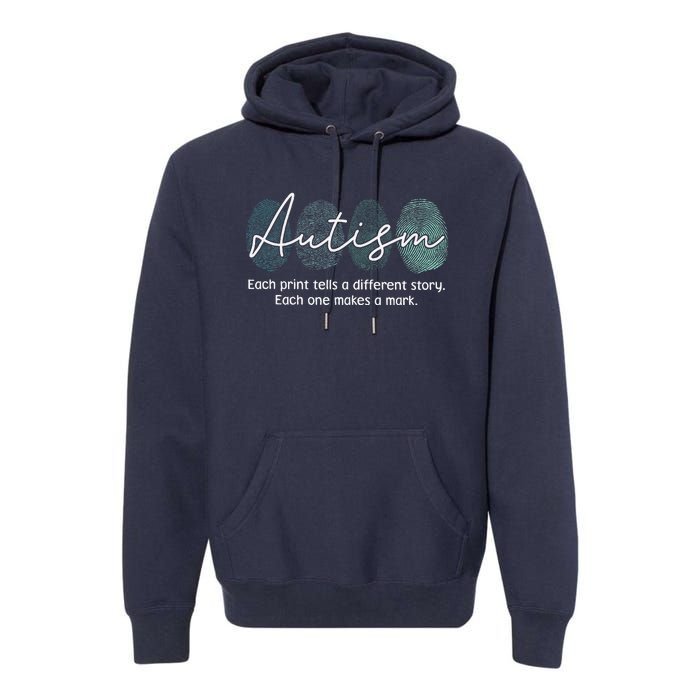 Fingerprint Autism Awareness Retro Neurodiversity Acceptance Premium Hoodie