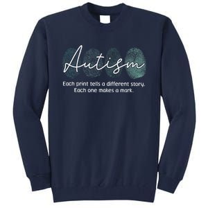 Fingerprint Autism Awareness Retro Neurodiversity Acceptance Tall Sweatshirt