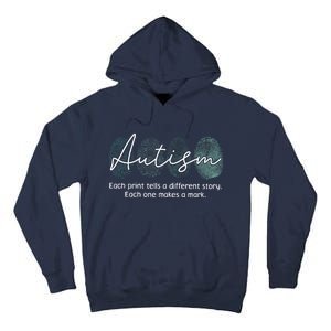 Fingerprint Autism Awareness Retro Neurodiversity Acceptance Tall Hoodie