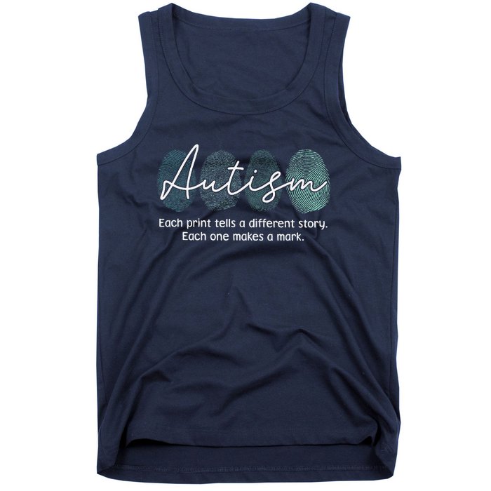 Fingerprint Autism Awareness Retro Neurodiversity Acceptance Tank Top