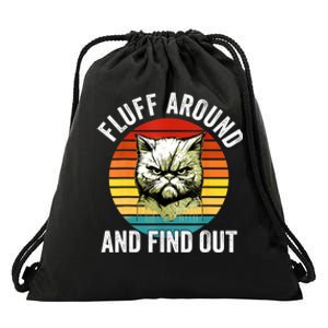 Fluff Around And Find Out Cat Lover Mom Dad Kitten Drawstring Bag