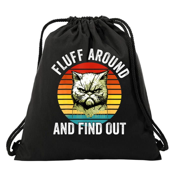 Fluff Around And Find Out Cat Lover Mom Dad Kitten Drawstring Bag