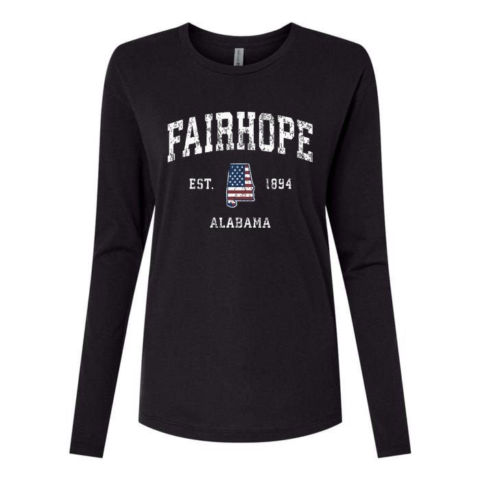 Fairhope Alabama Al Vintage American Flag Sports Design Womens Cotton Relaxed Long Sleeve T-Shirt