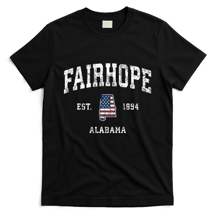 Fairhope Alabama Al Vintage American Flag Sports Design T-Shirt