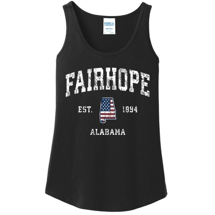 Fairhope Alabama Al Vintage American Flag Sports Design Ladies Essential Tank