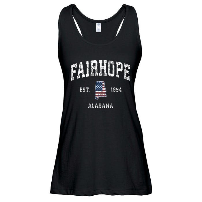 Fairhope Alabama Al Vintage American Flag Sports Design Ladies Essential Flowy Tank