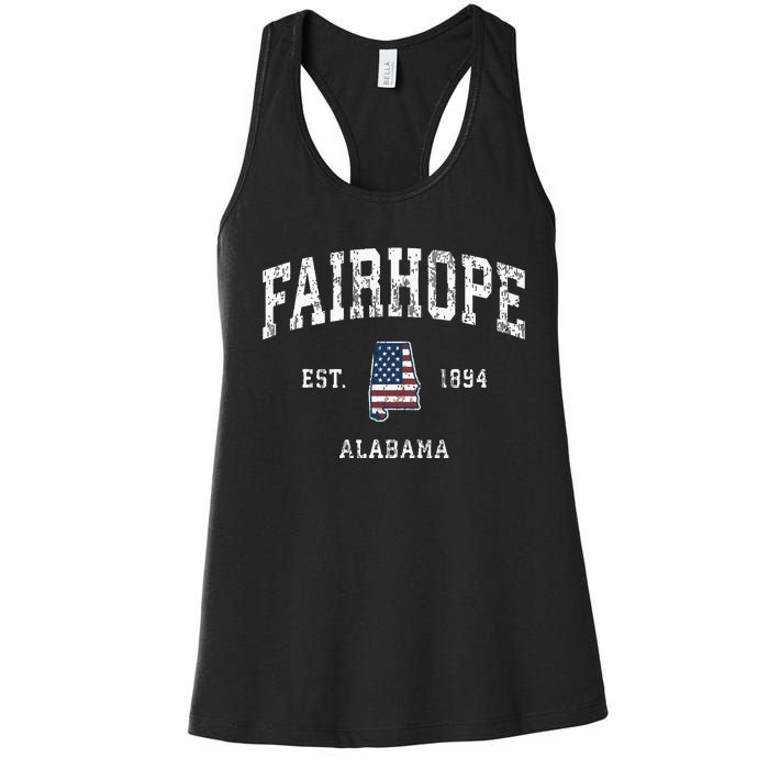 Fairhope Alabama Al Vintage American Flag Sports Design Women's Racerback Tank