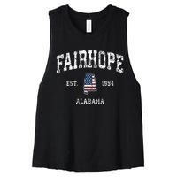 Fairhope Alabama Al Vintage American Flag Sports Design Women's Racerback Cropped Tank